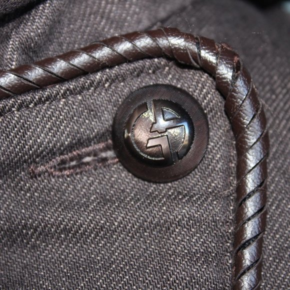 Giorgio Armani Women's Brown Wool Blend Double Breasted Leather Trim Jacket ~10~ - Picture 5 of 15